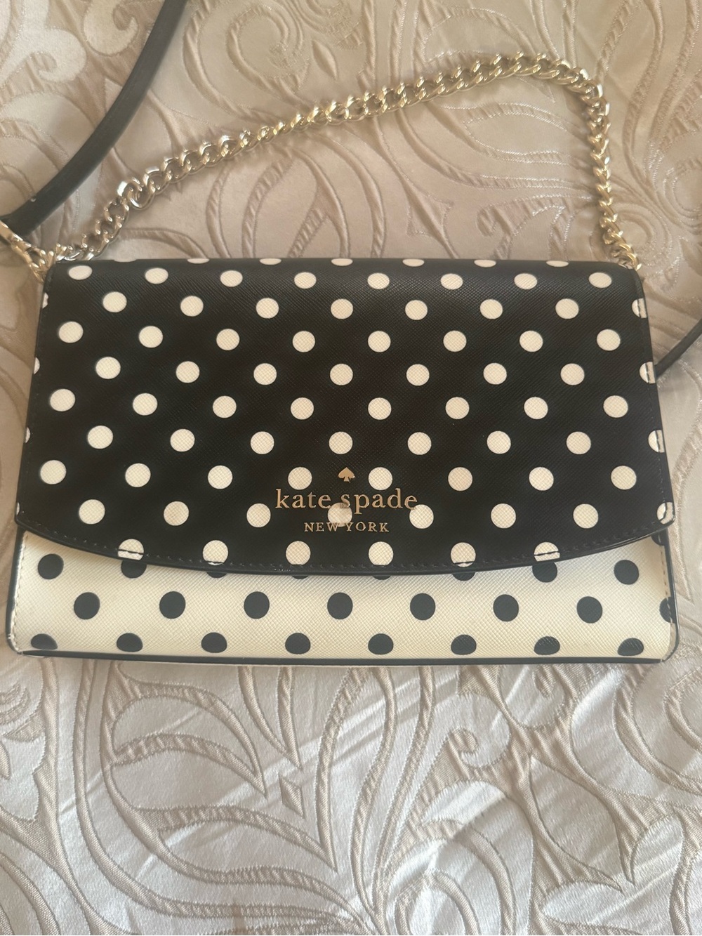 kate spade Black and White Polka Dot Chain Crossbody